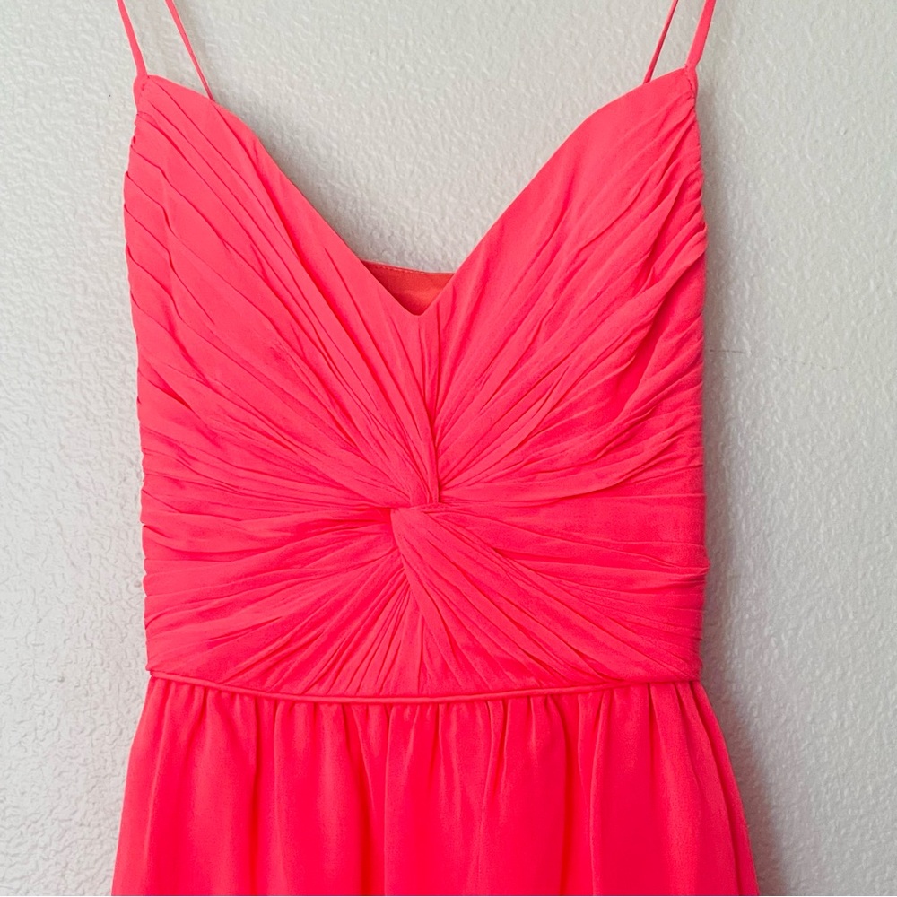 NWT Shoshanna Carine 100% Silk Bright Pink Spaghetti Strap Mini Dress Size 10 - Picture 2 of 10